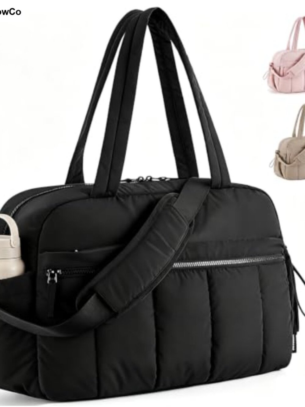 Mini Quilted Gym Bag with Wet Pocket, Lightweight Duffle for Yoga Travel, Cute